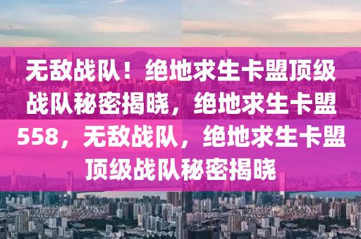 无敌战队！绝地求生卡盟顶级战队秘密揭晓，绝地求生卡盟558，无敌战队，绝地求生卡盟顶级战队秘密揭晓
