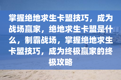 掌握绝地求生卡盟技巧，成为战场赢家，绝地求生卡盟是什么，制霸战场，掌握绝地求生卡盟技巧，成为终极赢家的终极攻略