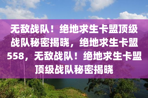无敌战队！绝地求生卡盟顶级战队秘密揭晓，绝地求生卡盟558，无敌战队！绝地求生卡盟顶级战队秘密揭晓